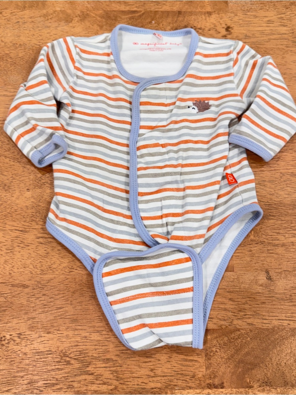 Magnificent Baby Stripes Long Sleeve One-Piece Baby 9M Magnetic Closure